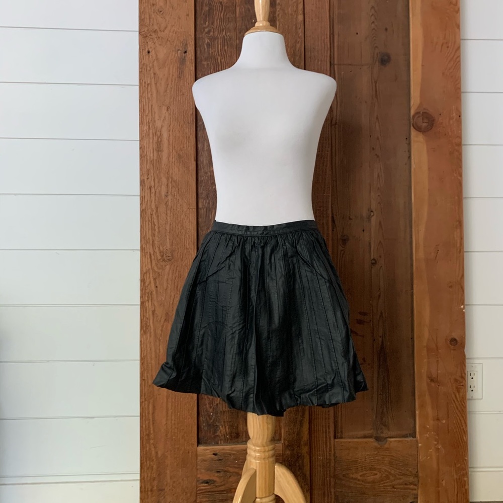 ARK & CO Faux Leather Pleated Raw Hem Skirt Size S